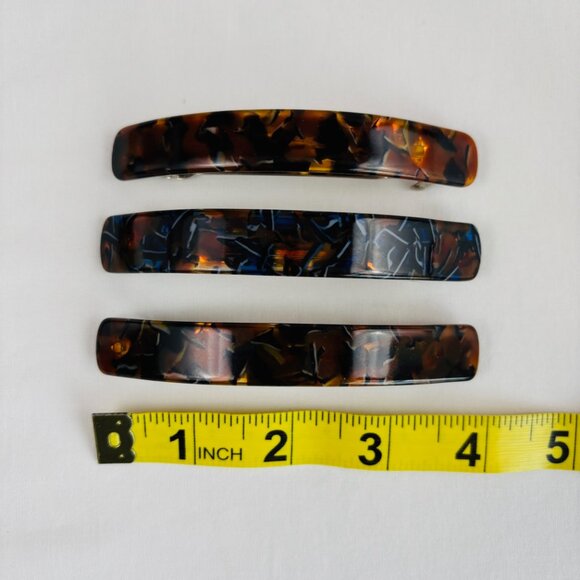 3 Tortoise Shell Color Barrettes Made in France Hair Clasp main image 9